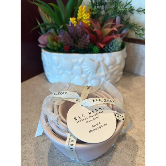 RAE DUNN "ONE, HALF, THIRD, QUARTER" PINK MIDDLE SET OF 4 MEASURING CUPS COLLECT - Picture 4 of 4